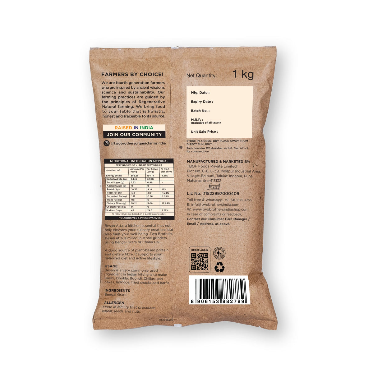 Two Brothers Organic Farms Besan Flour | Gram Flour