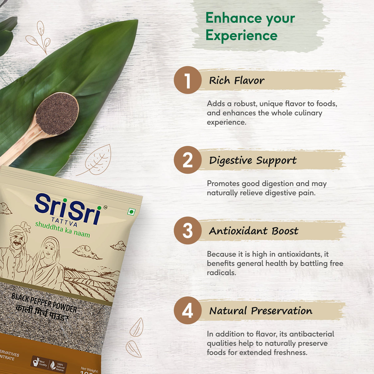 Sri Sri Tattva Black Pepper Powder - Kali Mirch, 100 g