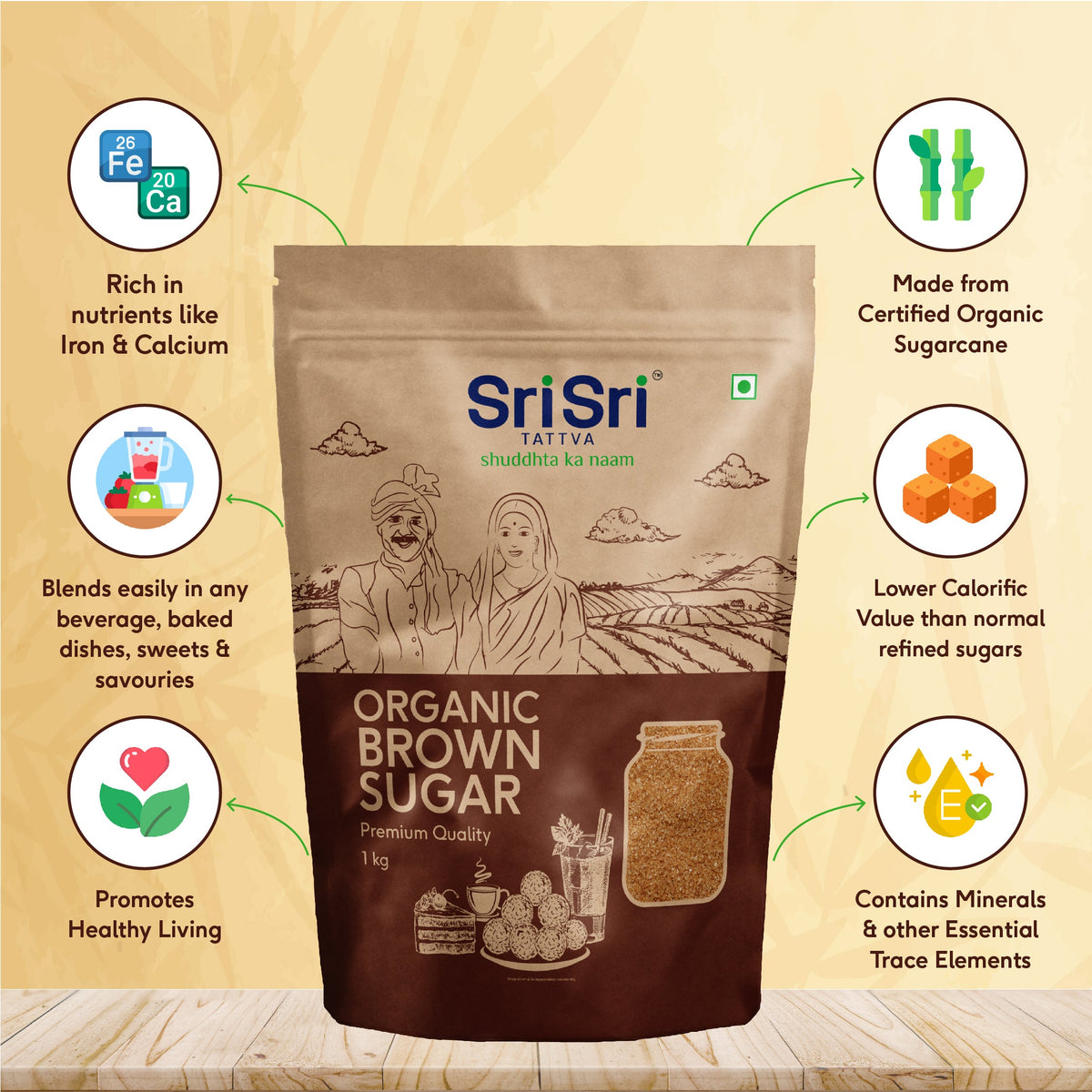 Sri Sri Tattva Organic Brown Sugar, 1 kg