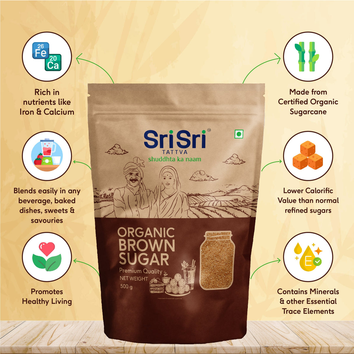 Sri Sri Tattva Organic Brown Sugar, 500 g