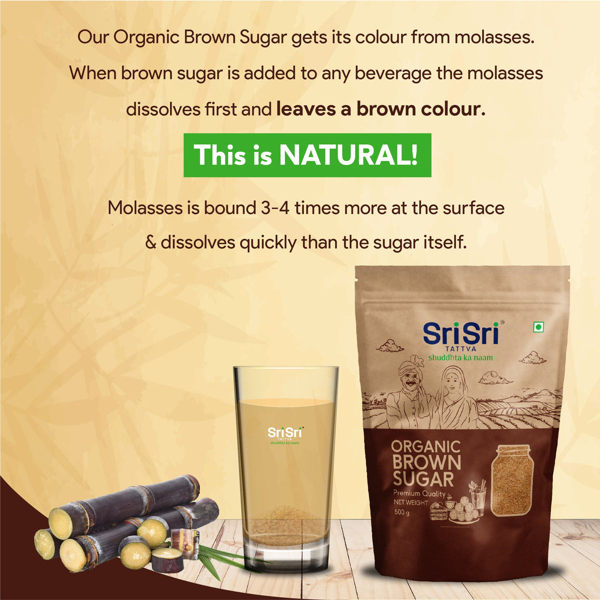 Sri Sri Tattva Organic Brown Sugar, 500 g