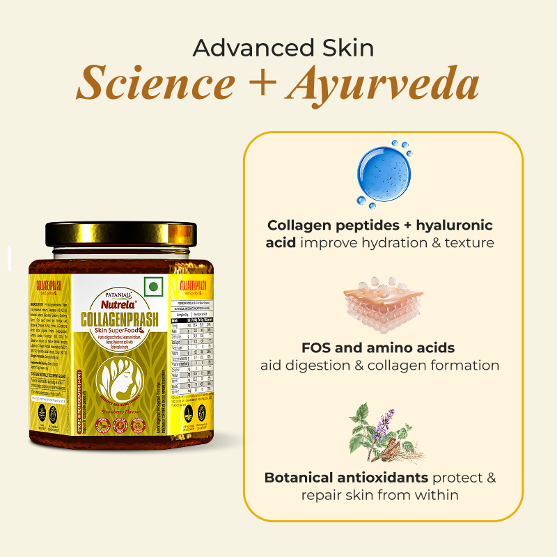 Patanjali Collagen Prash - Advanced Anti Ageing Formula for Men and Women - 400g (pack of 3)