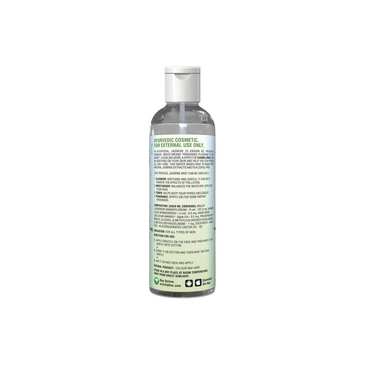 Sri Sri Tattva Chameli - Tropical Jasmine Mist | Keep Your Skin Calm And Refreshed | Cleanser, Moisturiser, Toner, Fragrance | Flip Top Bottle | 50 ml