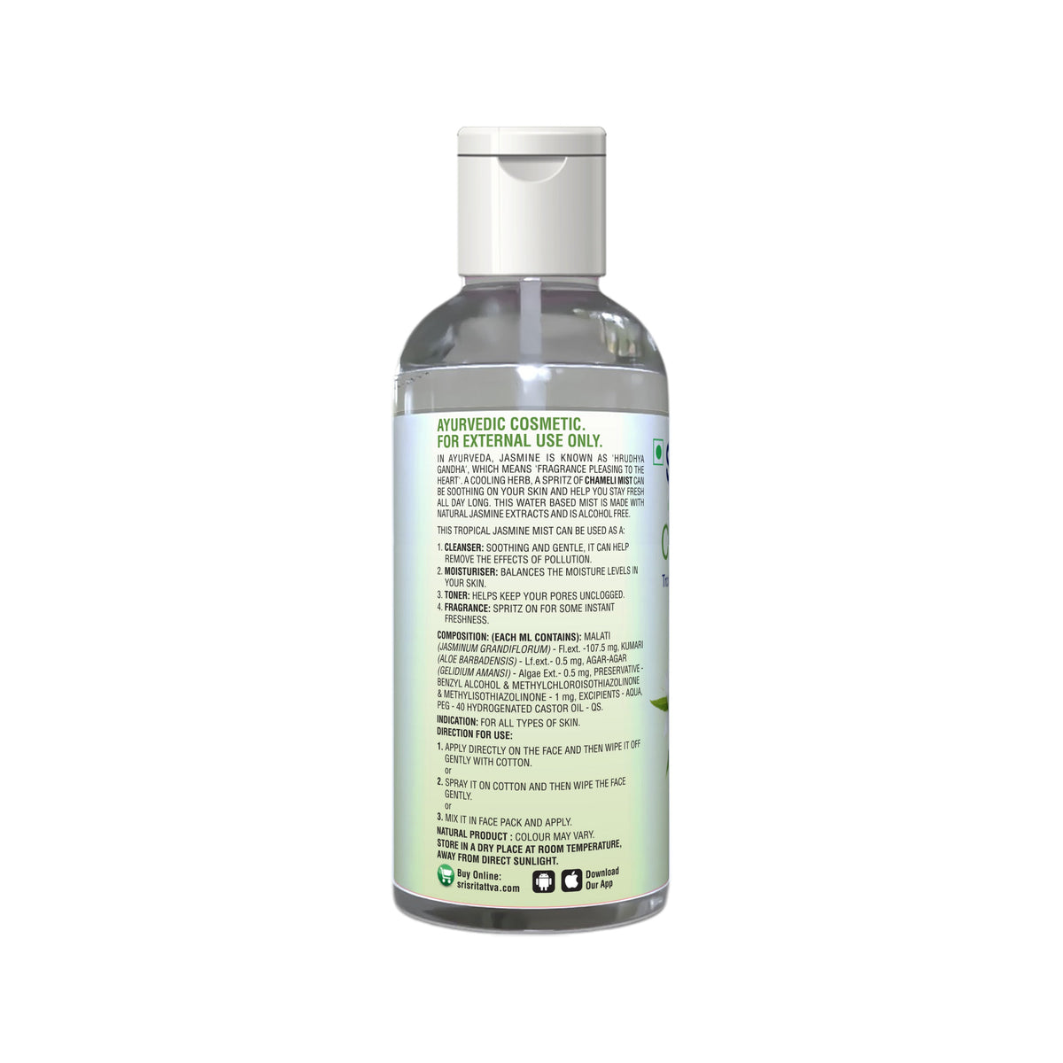 Sri Sri Tattva Chameli - Tropical Jasmine Mist | Keep Your Skin Calm And Refreshed | Cleanser, Moisturiser, Toner, Fragrance | Flip Top Bottle | 30 ml
