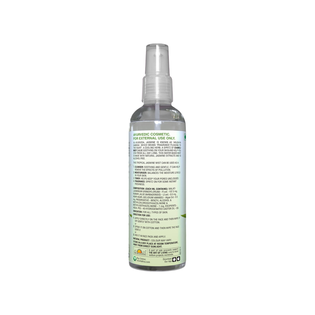Sri Sri Tattva Chameli - Tropical Jasmine Mist | Keep Your Skin Calm And Refreshed | Cleanser, Moisturiser, Toner, Fragrance | Spray Bottle | 100 ml