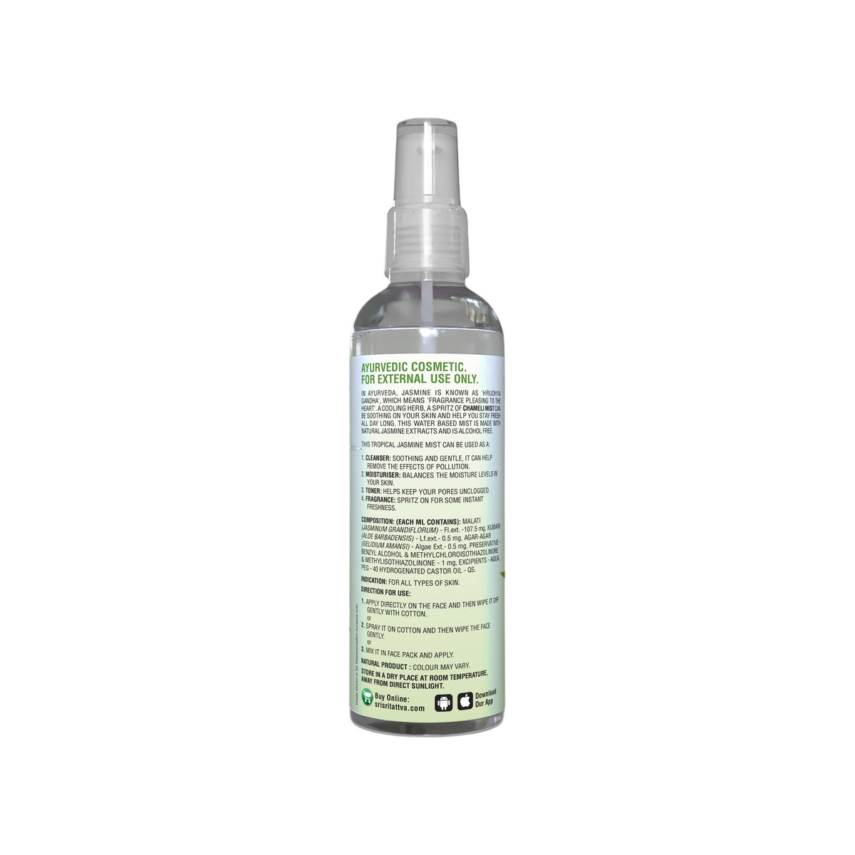 Sri Sri Tattva Chameli - Tropical Jasmine Mist | Keep Your Skin Calm And Refreshed | Cleanser, Moisturiser, Toner, Fragrance | Spray Bottle | 50 ml