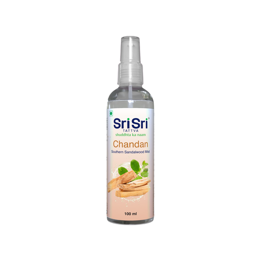 Sri Sri Tattva Chandan - Southern Sandalwood Mist | Keep Your Skin Calm And Refreshed | Cleanser, Moisturiser, Toner, Fragrance | Spray Bottle | 100 ml