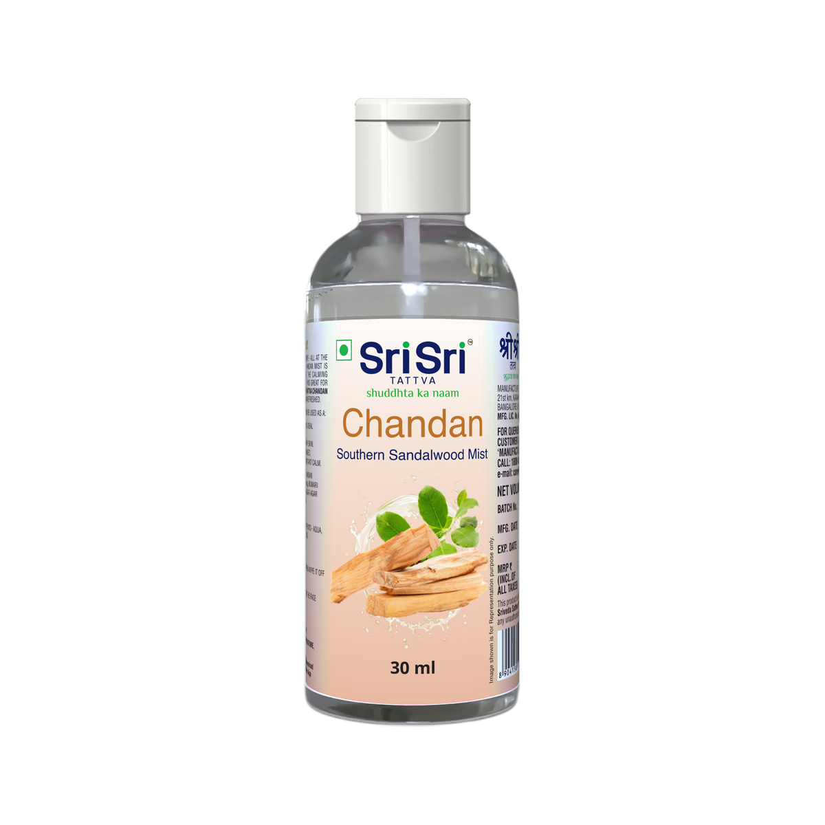 Sri Sri Tattva Chandan - Southern Sandalwood Mist | Keep Your Skin Calm And Refreshed | Cleanser, Moisturiser, Toner, Fragrance | Flip Top Bottle | 30 ml