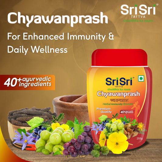 Sri Sri Tattva Chyawanprash - Herbal Immunity Booster with 40+ Ayurvedic Ingredients for Better Strength and Stamina, 250 g