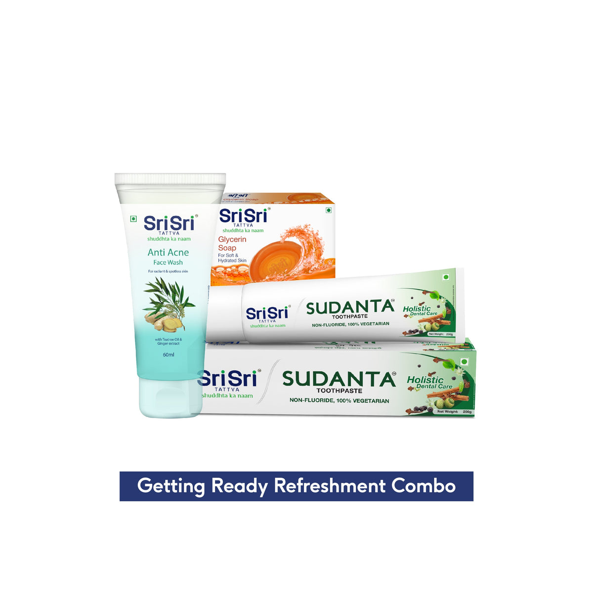 Sri Sri Tattva Getting Ready Refreshment Combo (Sudanta Toothpaste, Glycerin Soap, Anti Acne Face Wash )