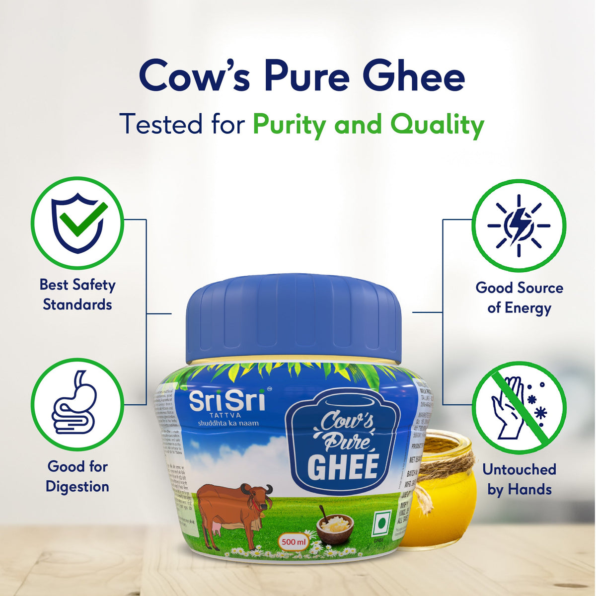Sri Sri Tattva Cow's Pure Ghee, 500 ml Jar