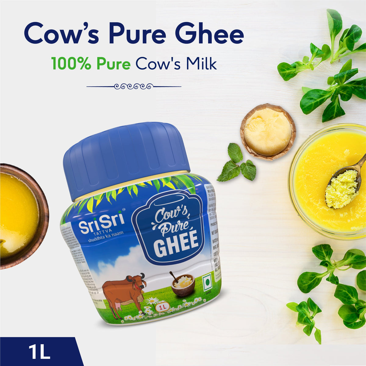 Sri Sri Tattva Cow's Pure Ghee, 1 L Jar