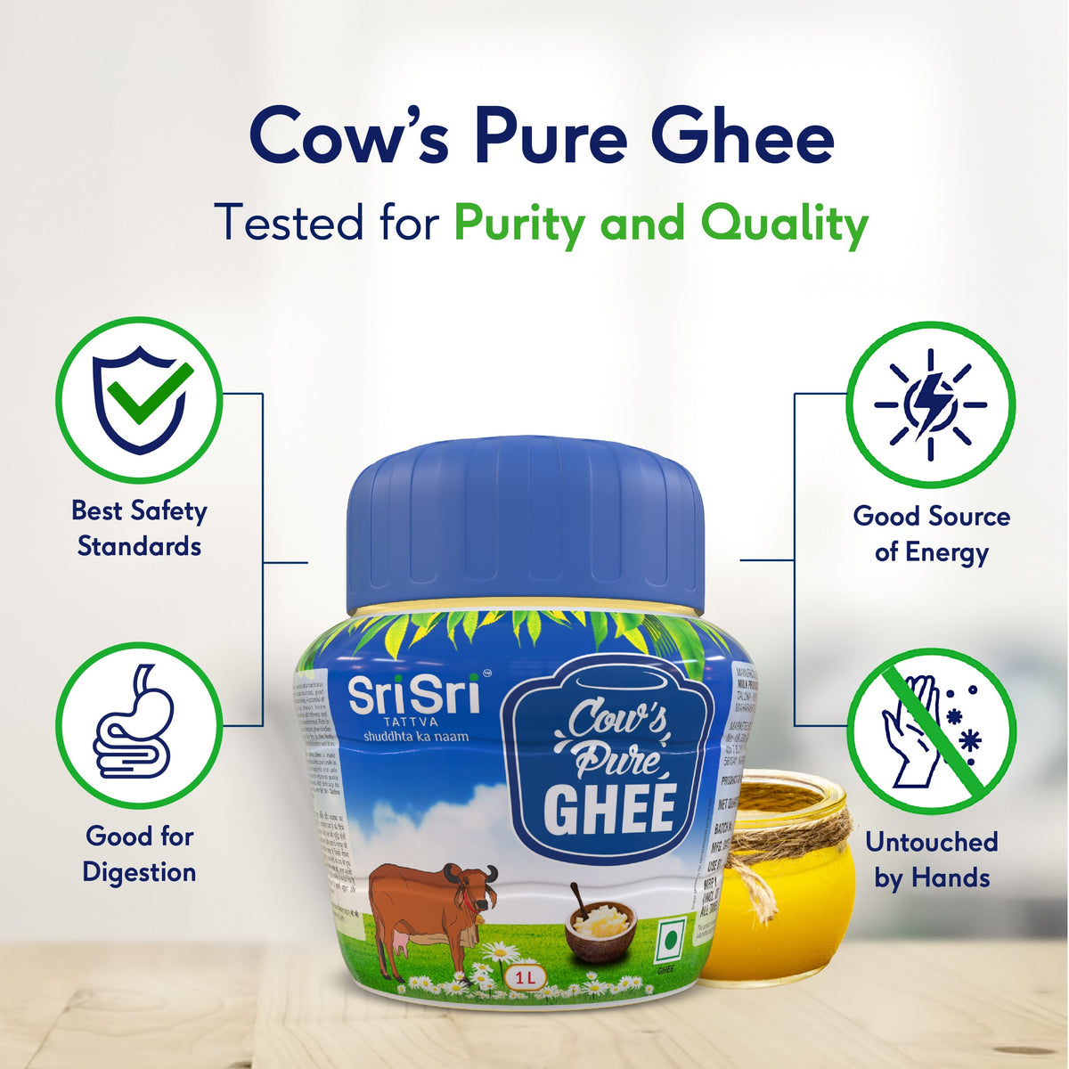 Sri Sri Tattva Cow's Pure Ghee, 1 L Jar