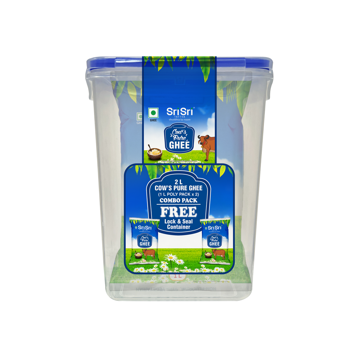 Sri Sri Tattva Cow’s Pure Ghee, Pouch 2 L With Container