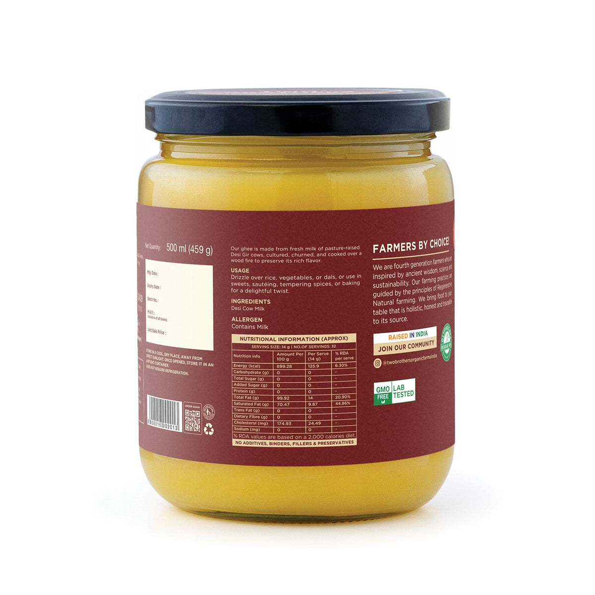 Two Brothers Organic Farms Desi Gir Cow Cultured Ghee