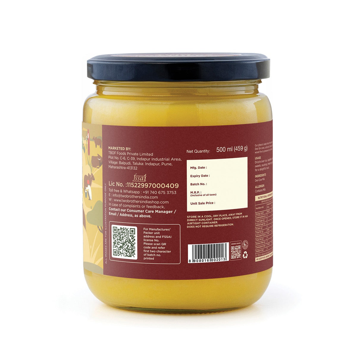 Two Brothers Organic Farms Desi Gir Cow Cultured Ghee