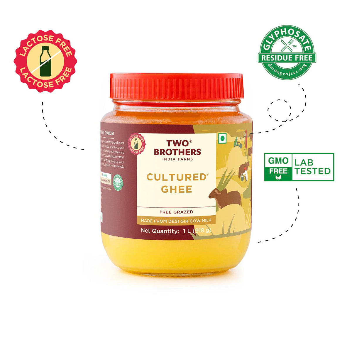Two Brothers Organic Farms Desi Gir Cow Cultured Ghee