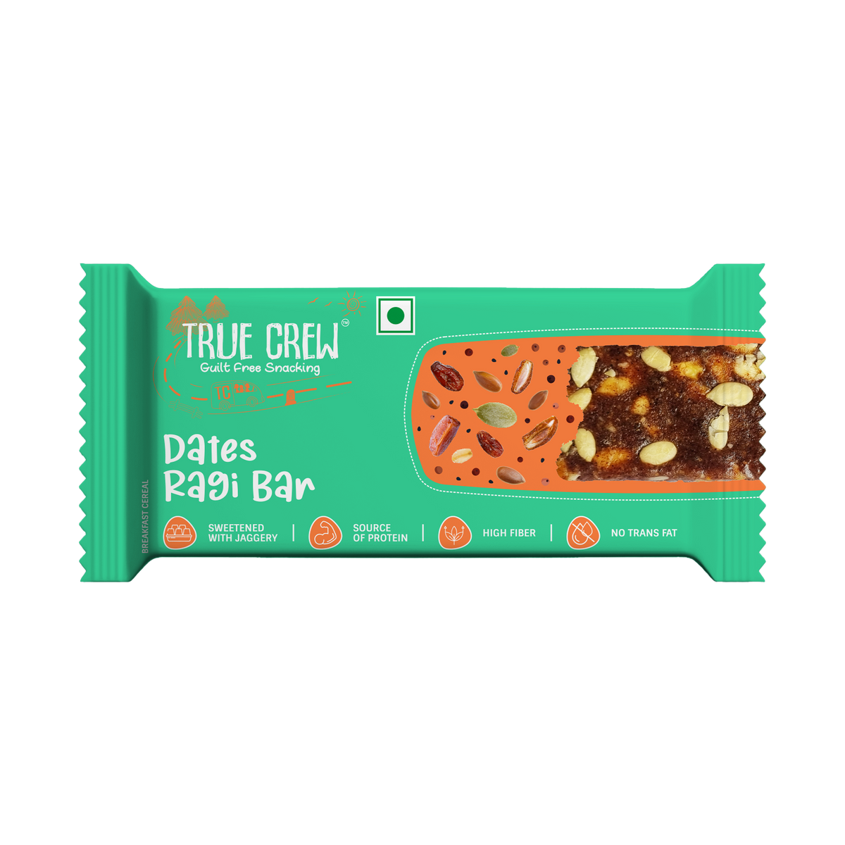 Sri Sri Tattva TRUE CREW - Dates Ragi Bar, 25 g Each (Pack of 10)