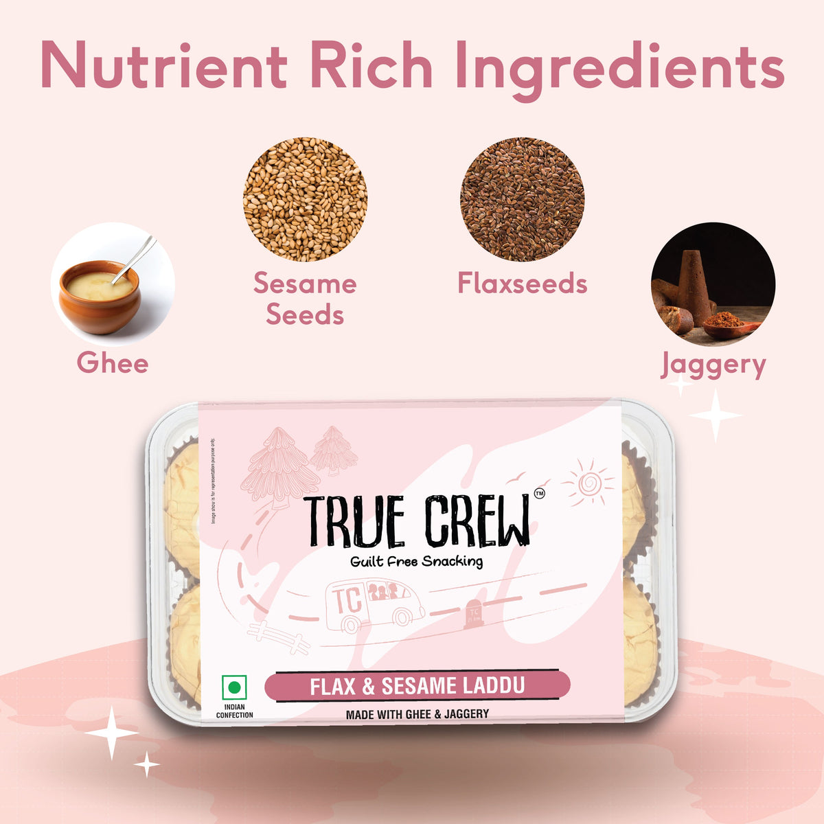 Sri Sri Tattva TRUE CREW - Flax & Sesame Laddu, 180 g