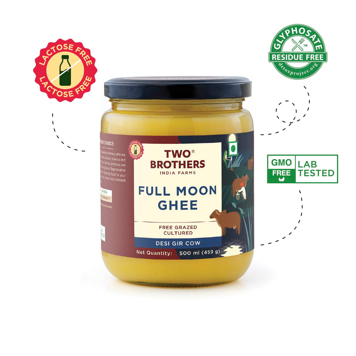 Two Brothers Organic Farms Full Moon Cultured Ghee, Desi Gir Cow
