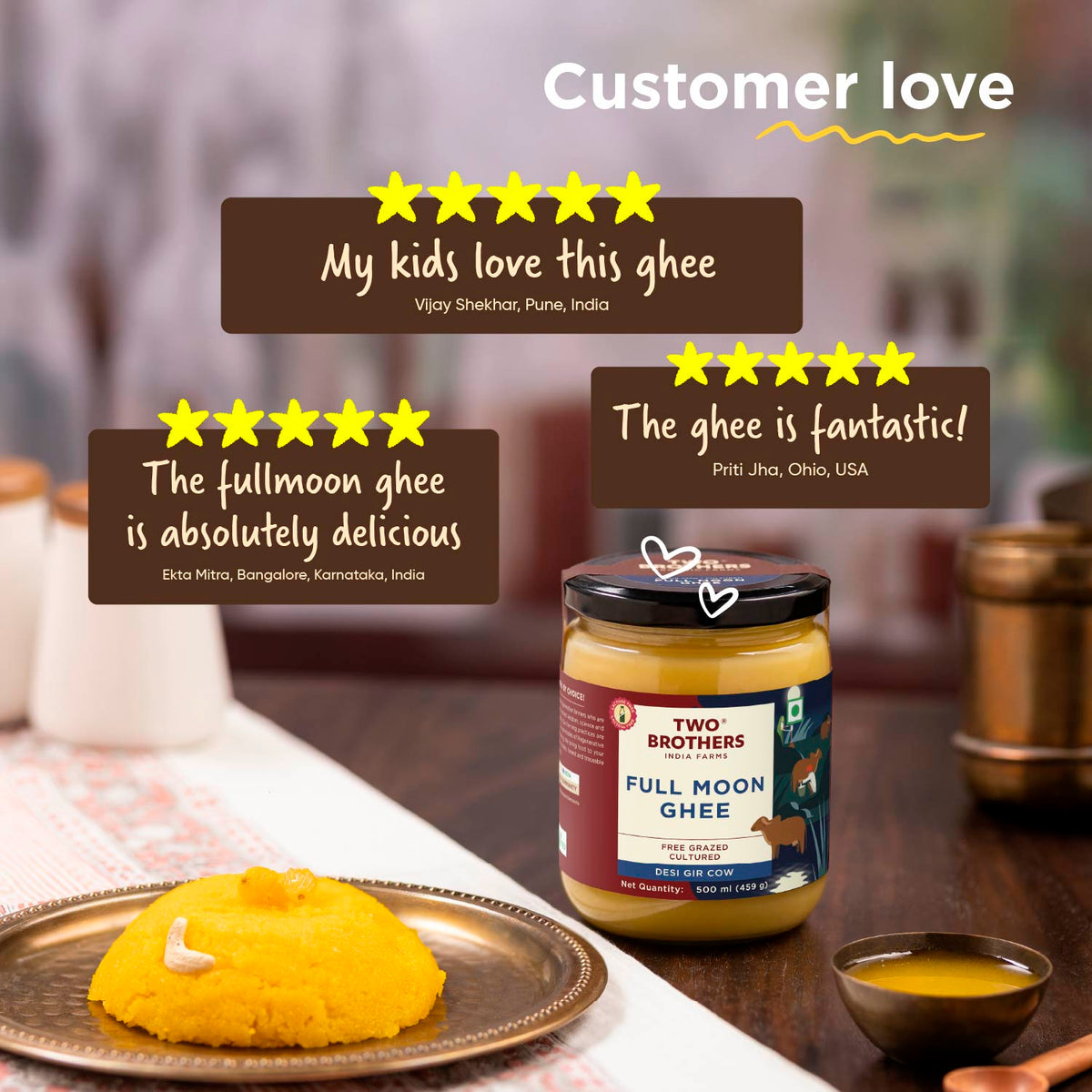 Two Brothers Organic Farms Full Moon Cultured Ghee, Desi Gir Cow