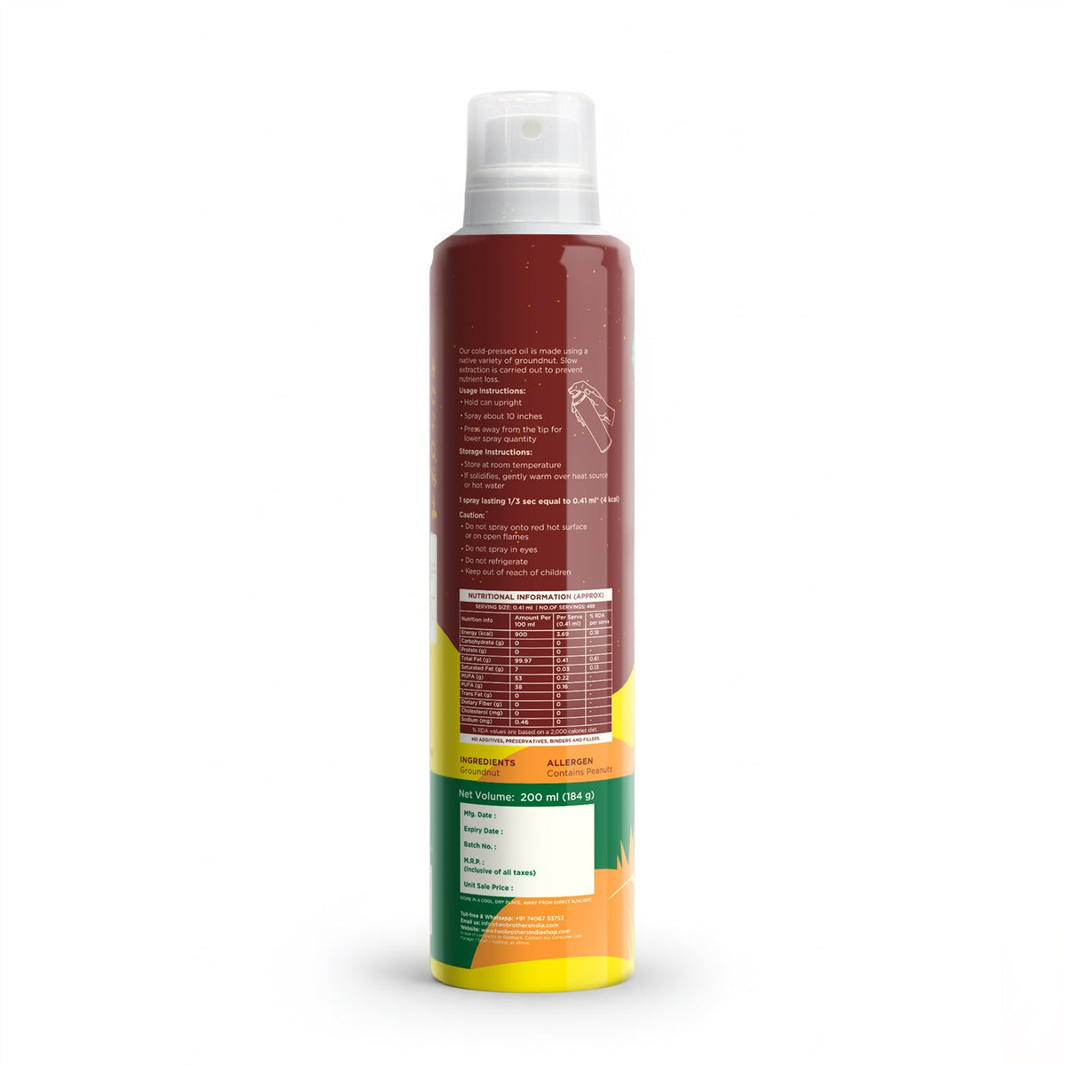 Two Brothers Organic Farms Cold-Pressed Groundnut Oil Spray