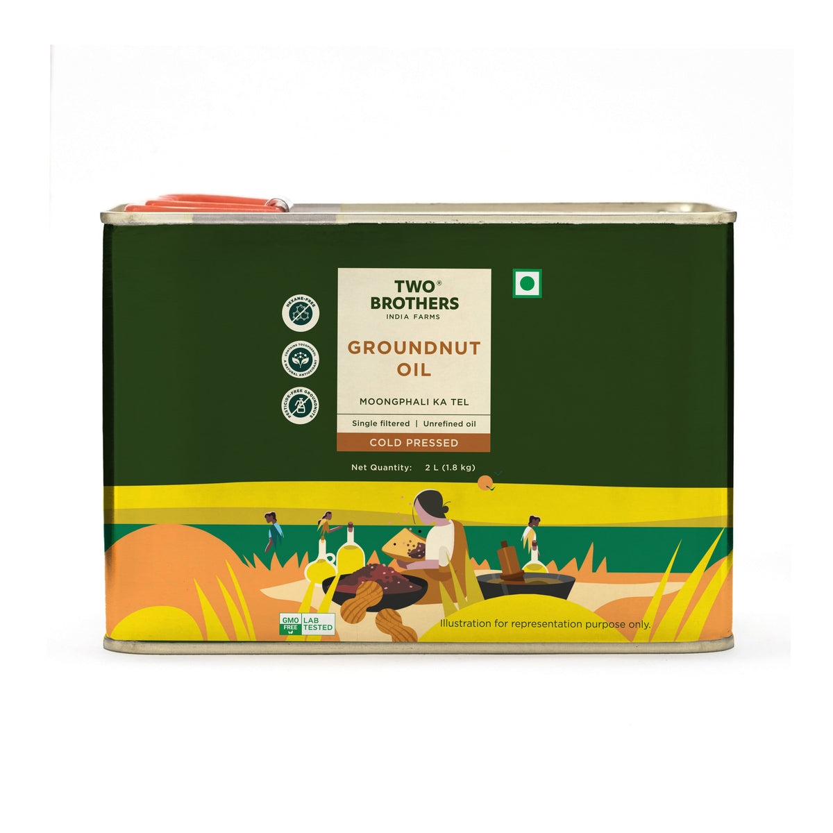 Two Brothers Organic Farms Groundnut Oil, Cold-Pressed, Single-filtered