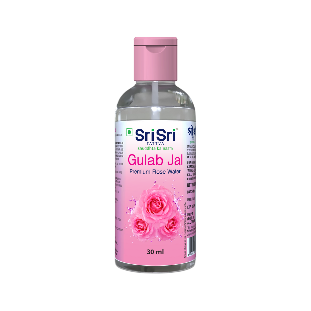 Sri Sri Tattva Gulab Jal - Premium Rose Water | Toner Cleanser Moisturizer | Flip Top Bottle | 30 ml