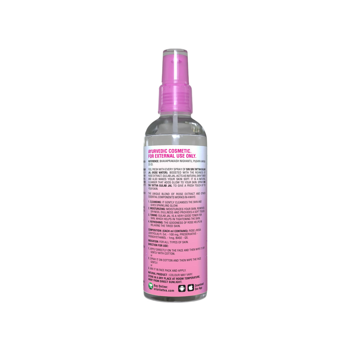 Sri Sri Tattva Gulab Jal - Premium Rose Water | Toner Cleanser Moisturizer | Spray Bottle | 50 ml