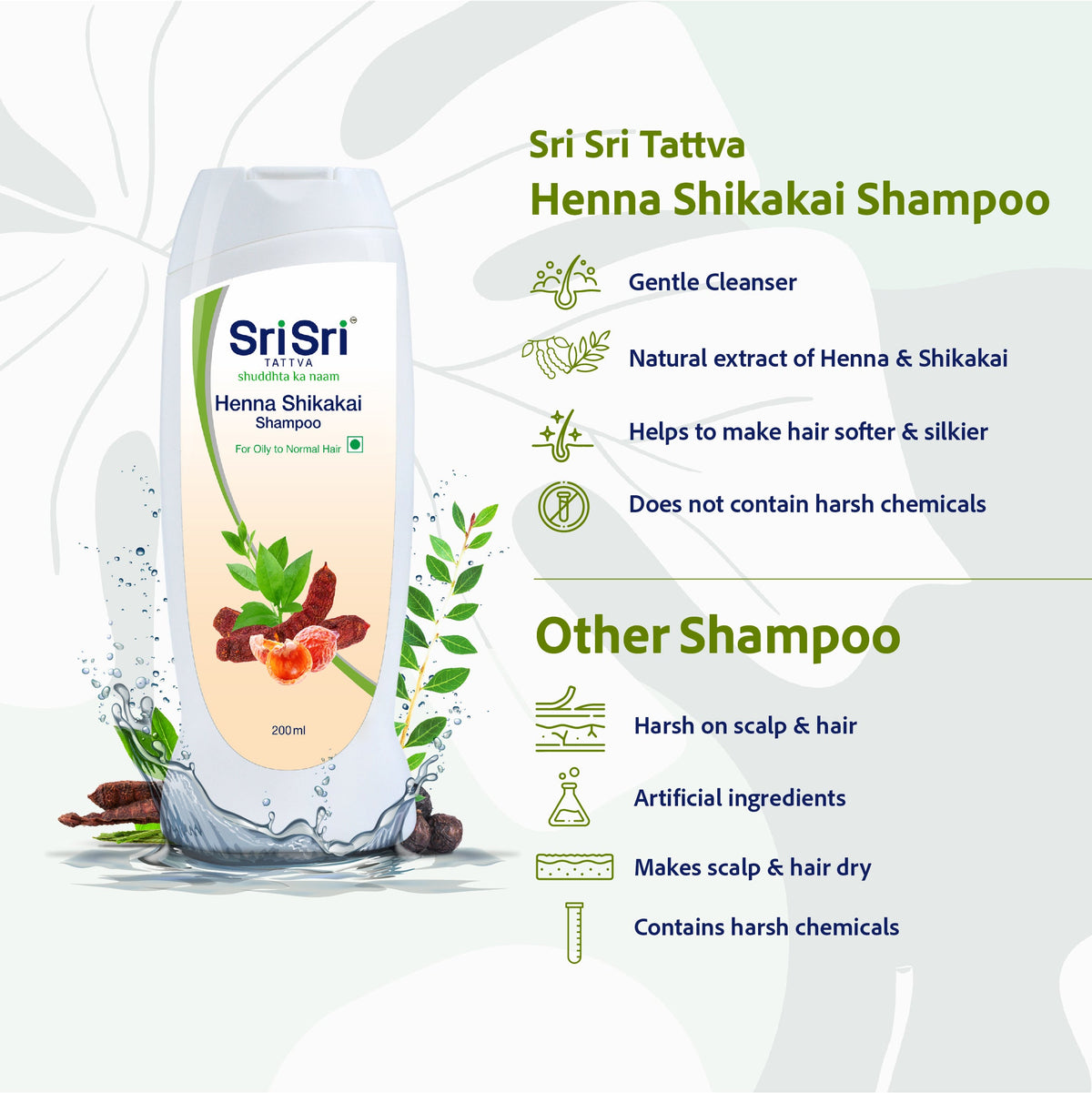 Sri Sri Tattva Henna Shikakai Shampoo Sachet -For Silky Smooth & Conditioned Hair, 5 ml | Pack Of 5