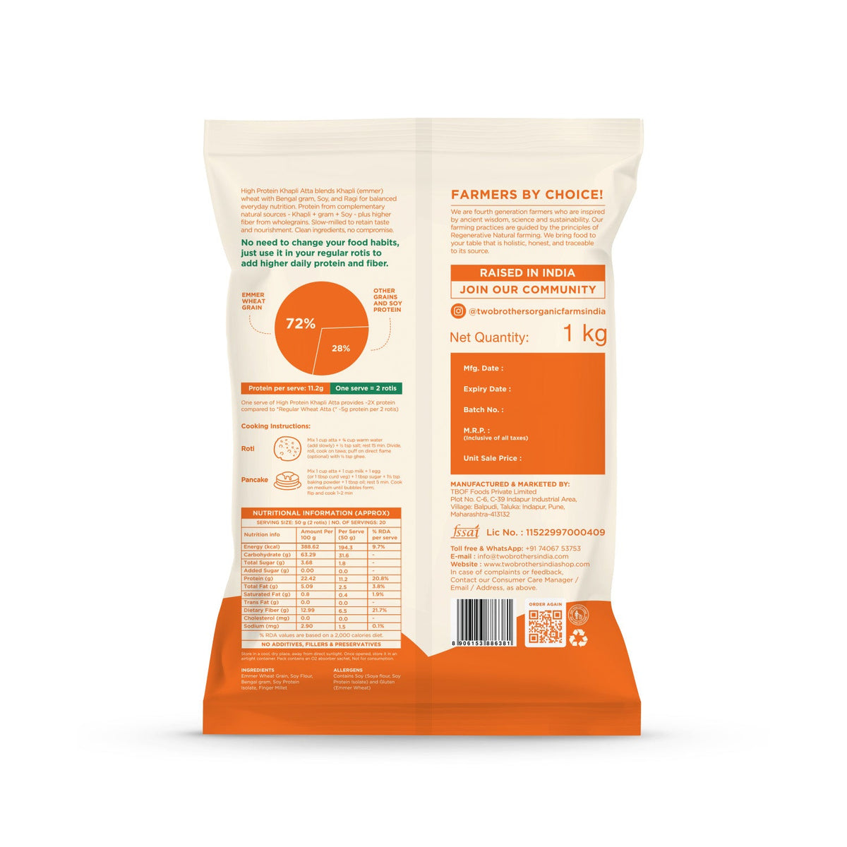 Two Brothers Organic Farms High Protein Khapli Atta
