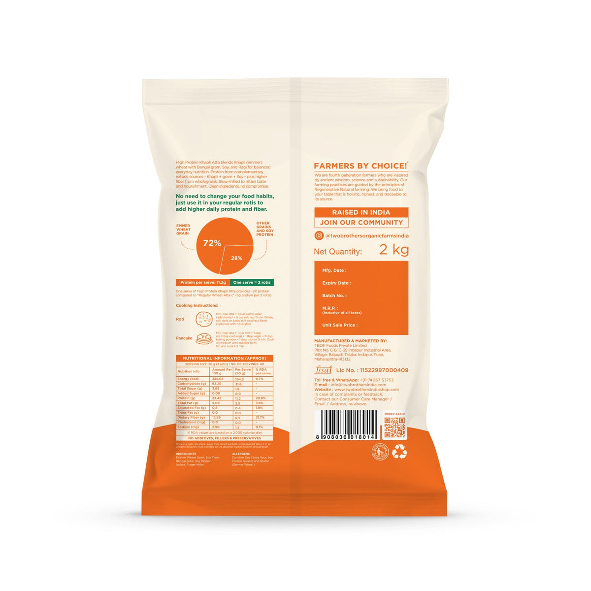 Two Brothers Organic Farms High Protein Khapli Atta