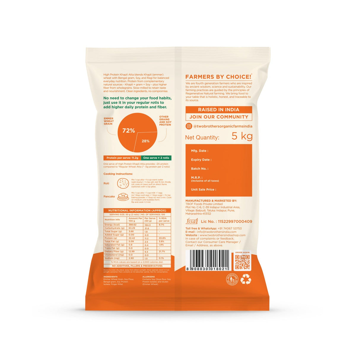 Two Brothers Organic Farms High Protein Khapli Atta