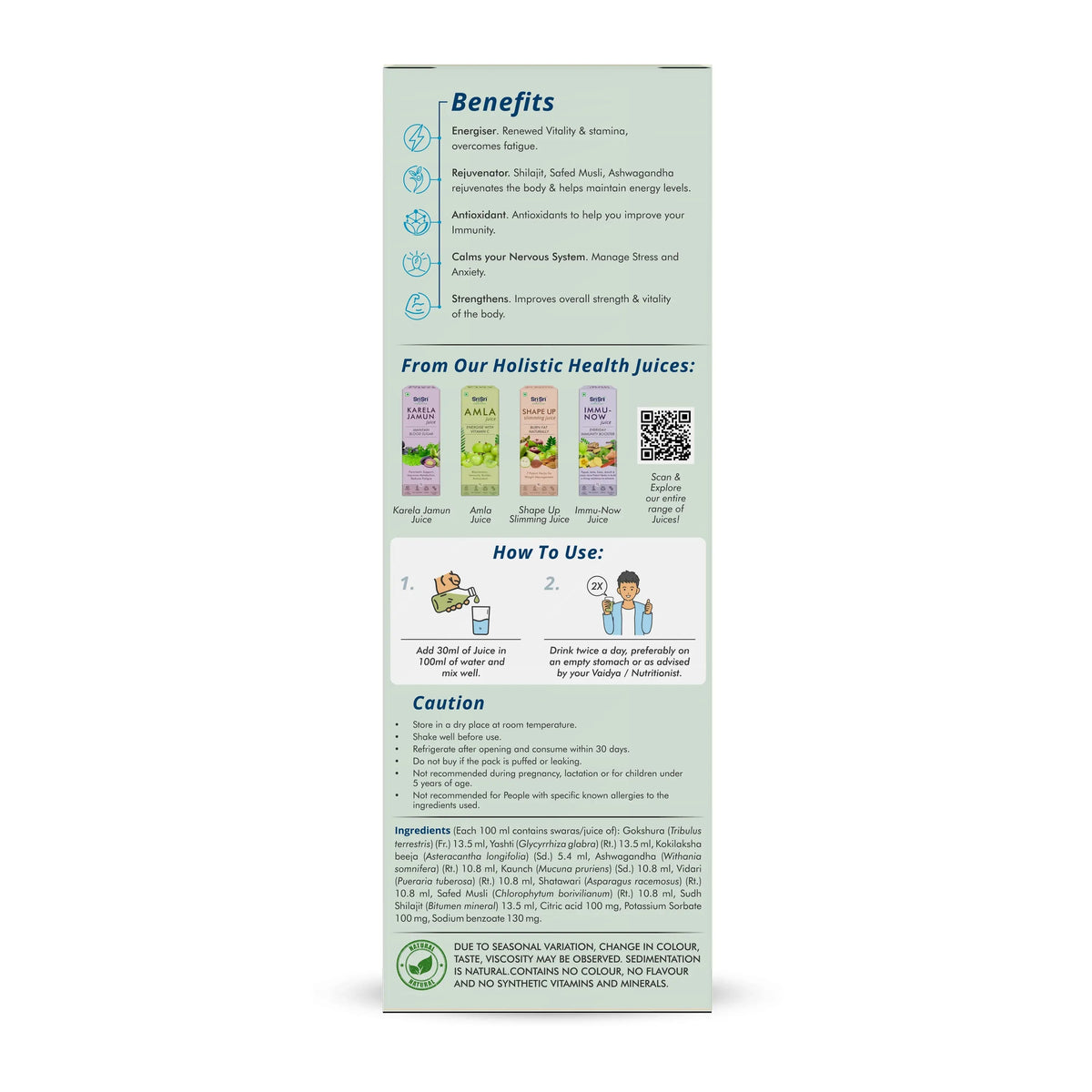 Sri Sri Tattva His Vitality Juice - Enhances Energy & Strength | Vital Herbs For Male Health - Fortified With Ashwagandha, Shilajeet & Safed Musali | 1 L