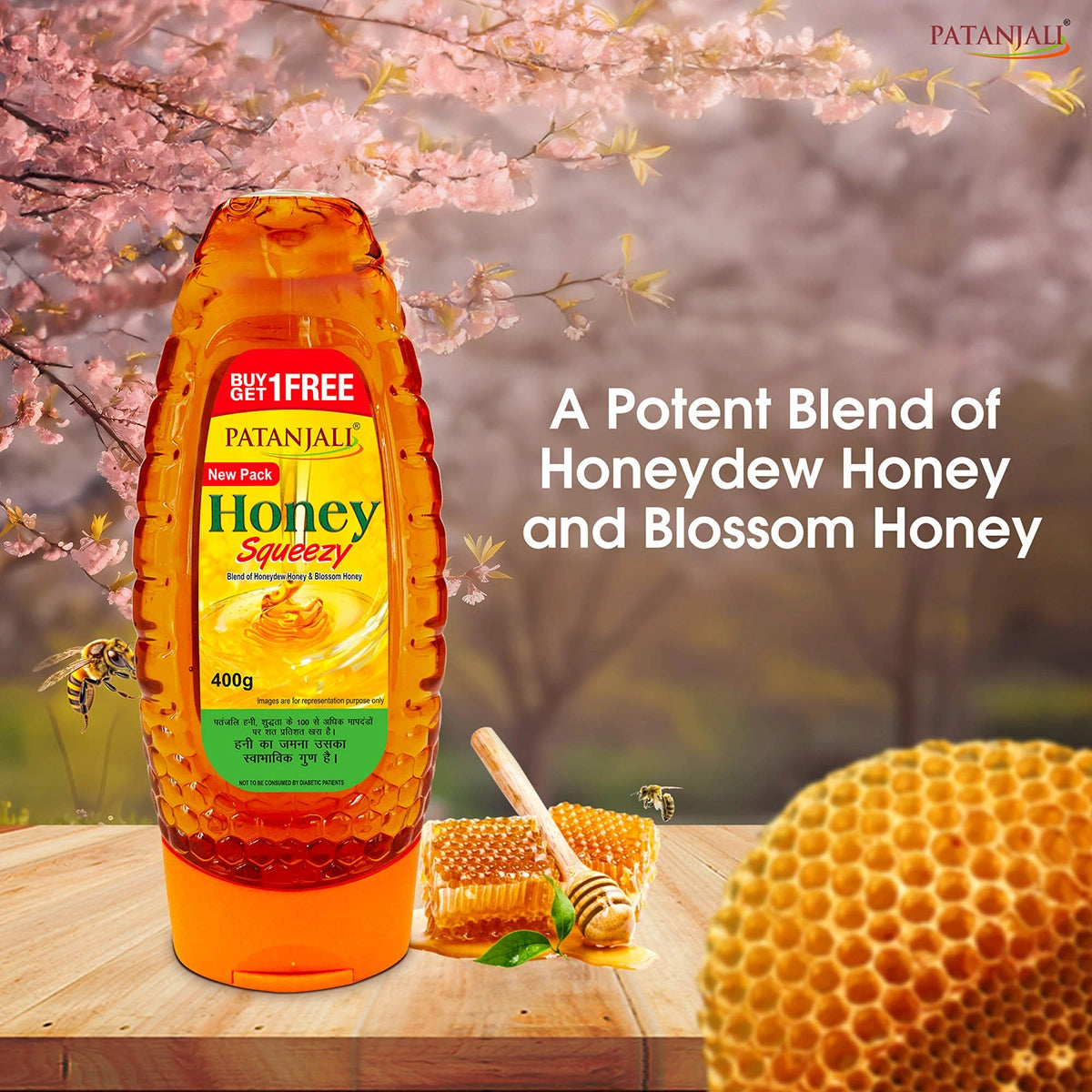 Patanjali Honey Squeeze - 400 G (1+1 Combo)