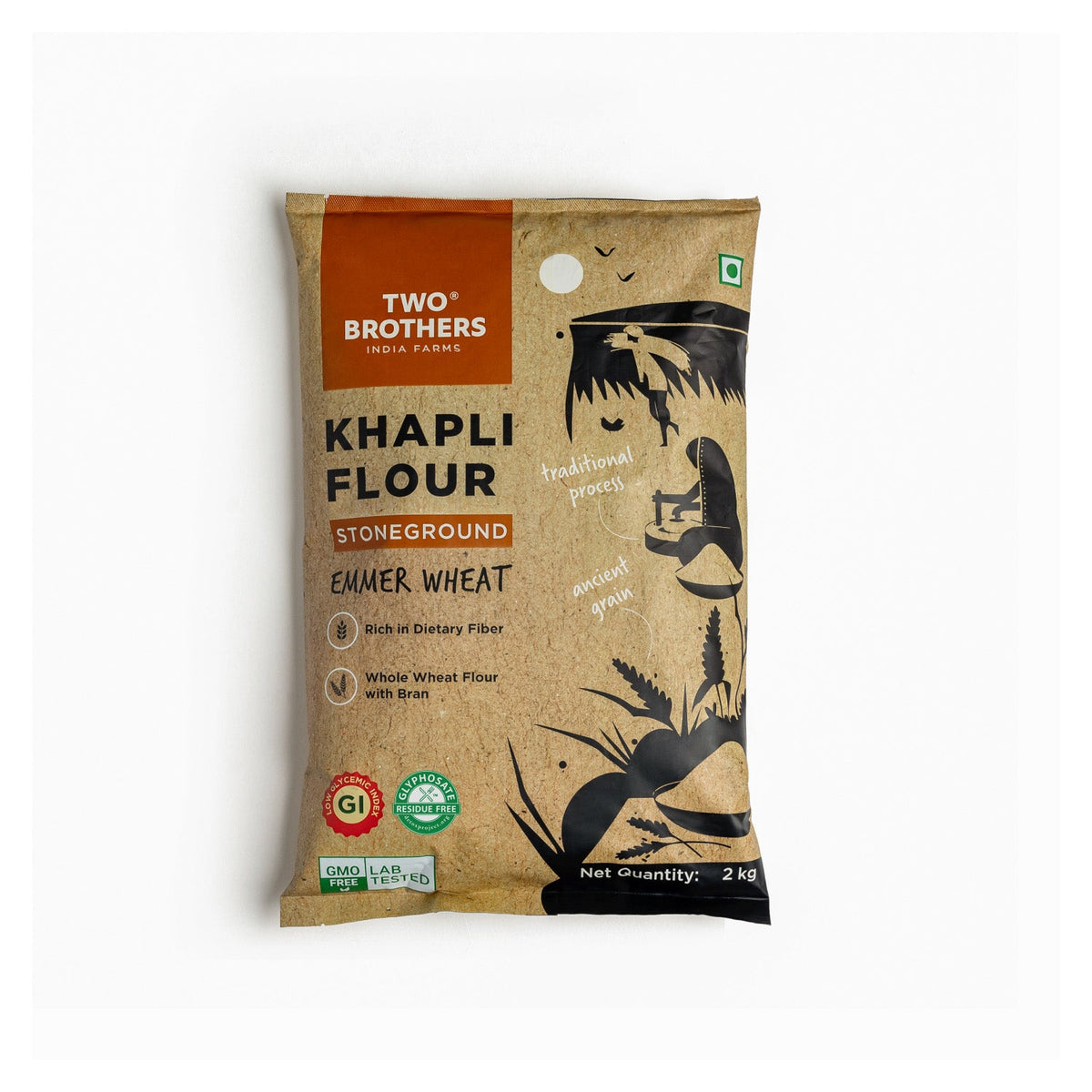 Two Brothers Organic Farms Khapli Wheat Atta (Emmer Wheat Flour) Atta Stone Ground