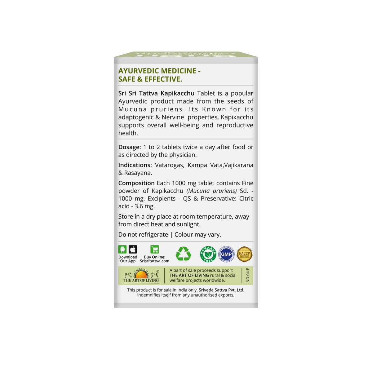 Sri Sri Tattva Kapikacchu Tablets, 60Tabs | 1000 mg