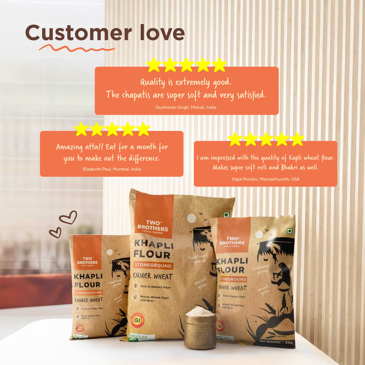 Two Brothers Organic Farms Khapli Wheat Atta (Emmer Wheat Flour) Atta Stone Ground