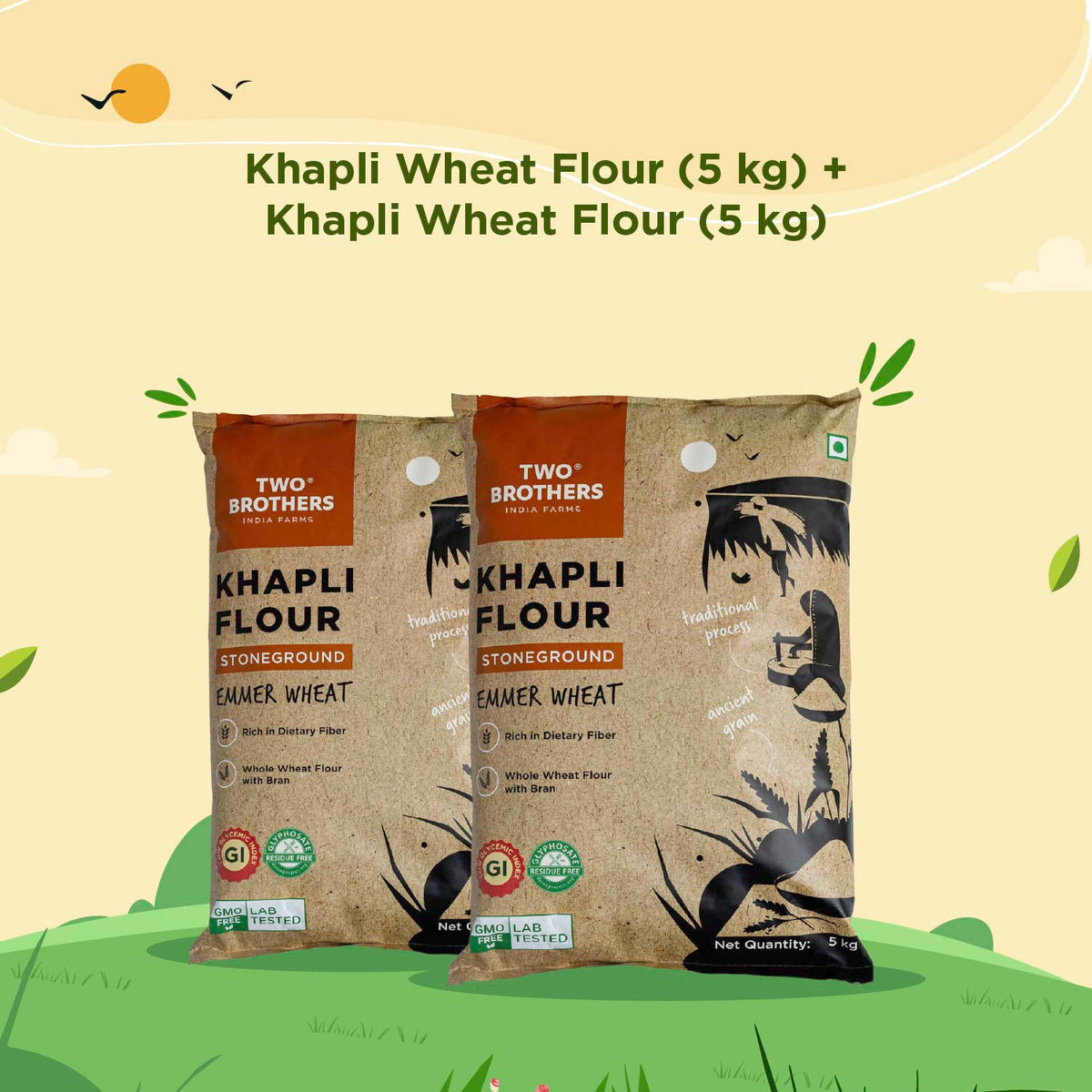 Two Brothers Organic Farms Khapli Wheat Atta (Emmer Wheat Flour) Atta Stone Ground