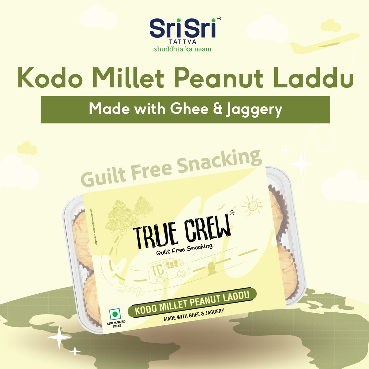 Sri Sri Tattva TRUE CREW - Kodo Millet Peanut Laddu, 180 g