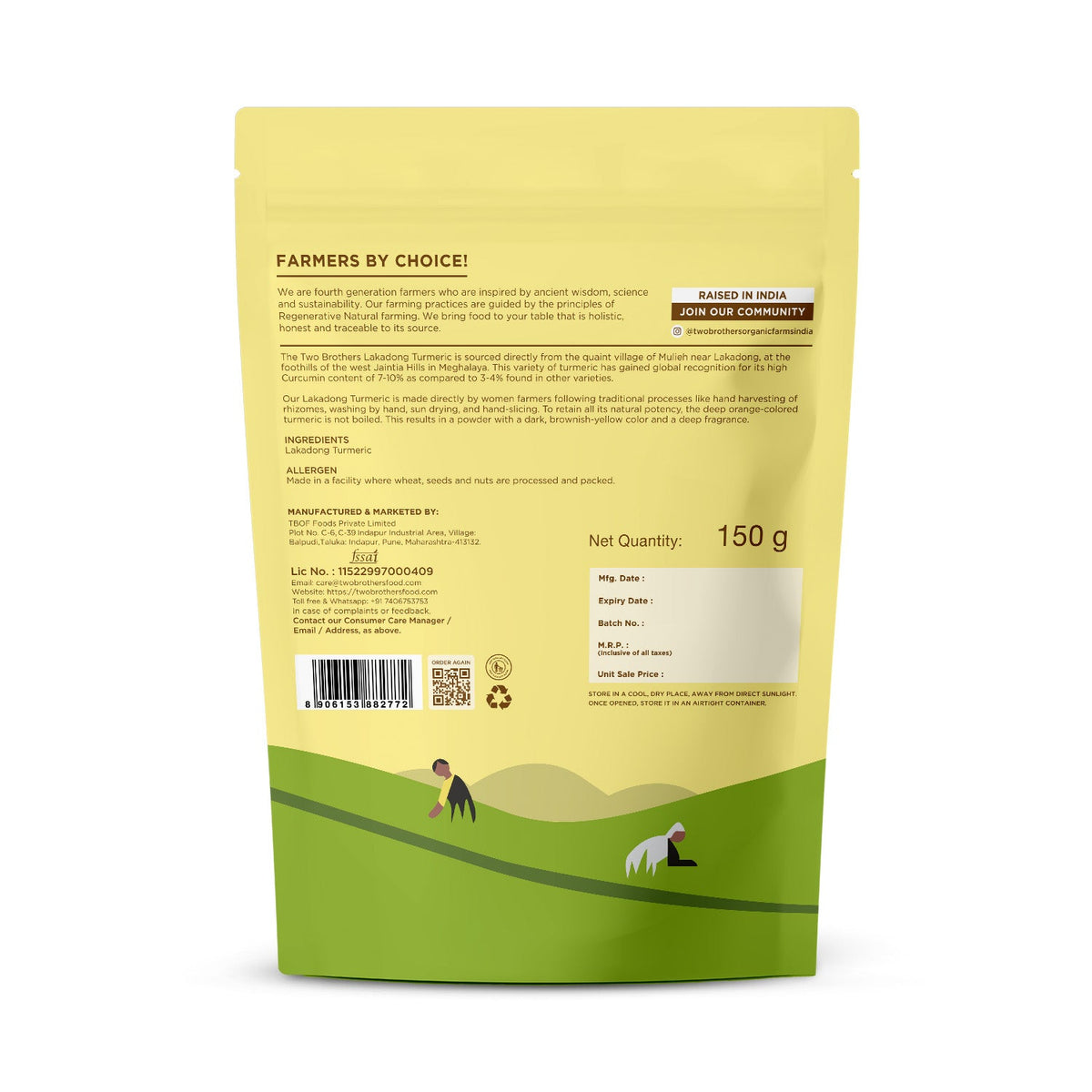 Two Brothers Organic Farms Single Origin Lakadong Turmeric Powder