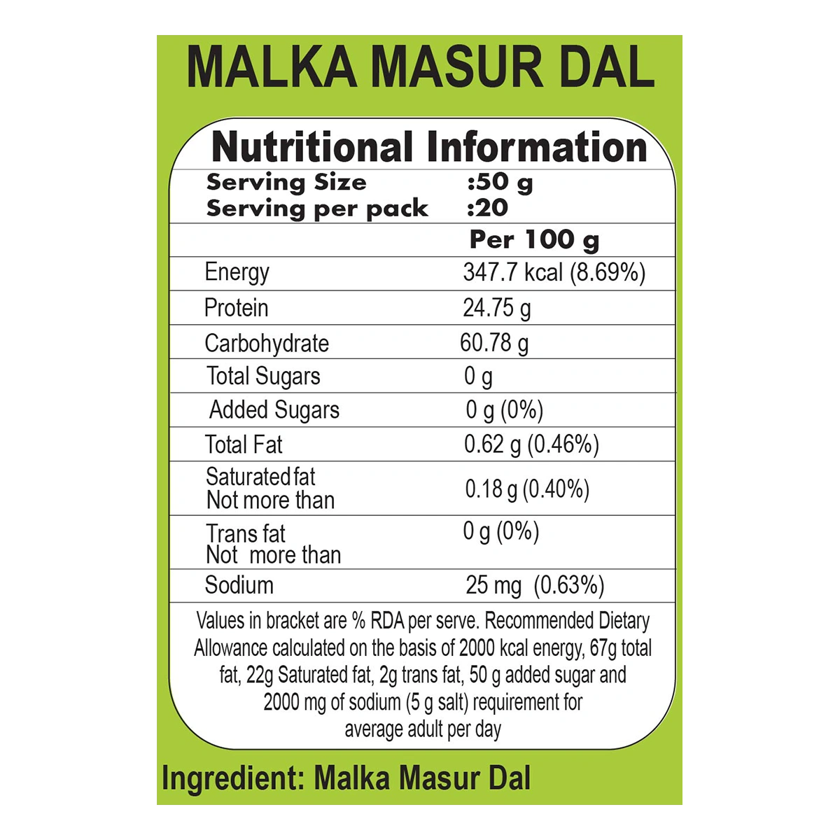 Patanjali Unpolished Malka Masur Dal