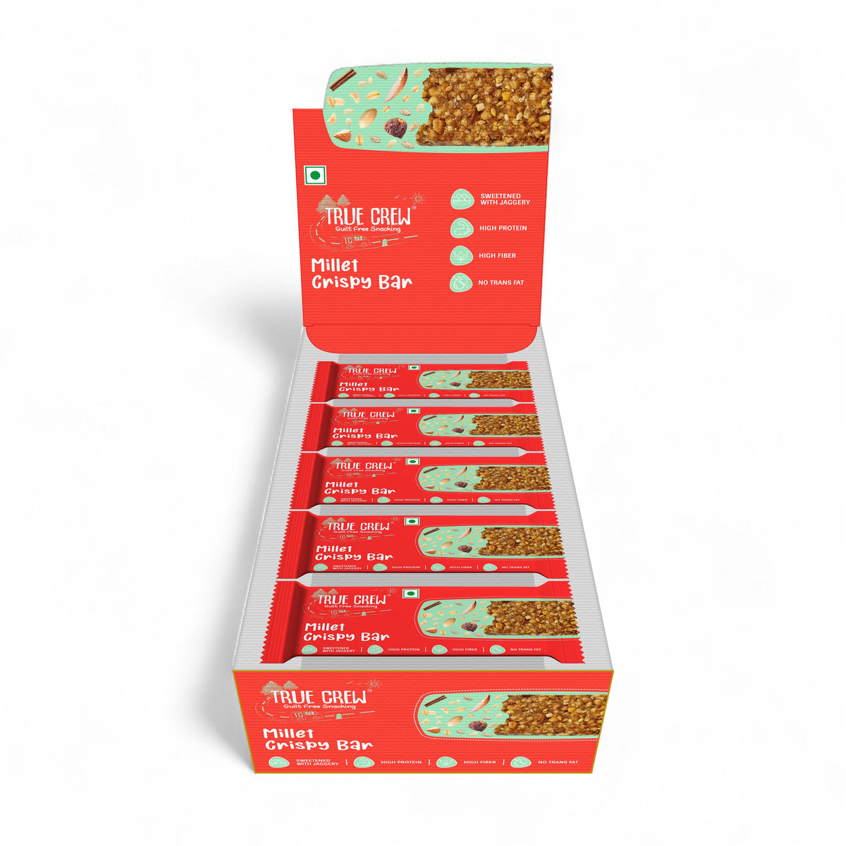 Sri Sri Tattva TRUE CREW - Millet Crispy Bar, 25 g Each (Pack of 10)