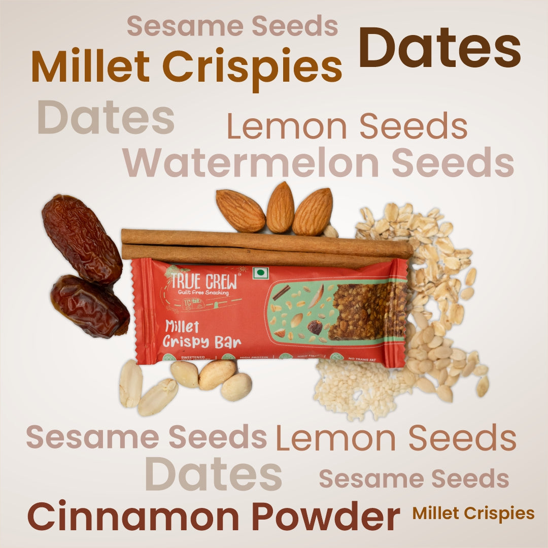Sri Sri Tattva TRUE CREW - Millet Crispy Bar, 25 g Each (Pack of 10)