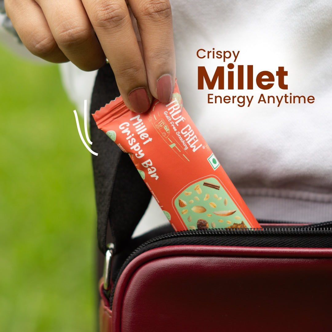 Sri Sri Tattva TRUE CREW - Millet Crispy Bar, 25 g Each (Pack of 10)