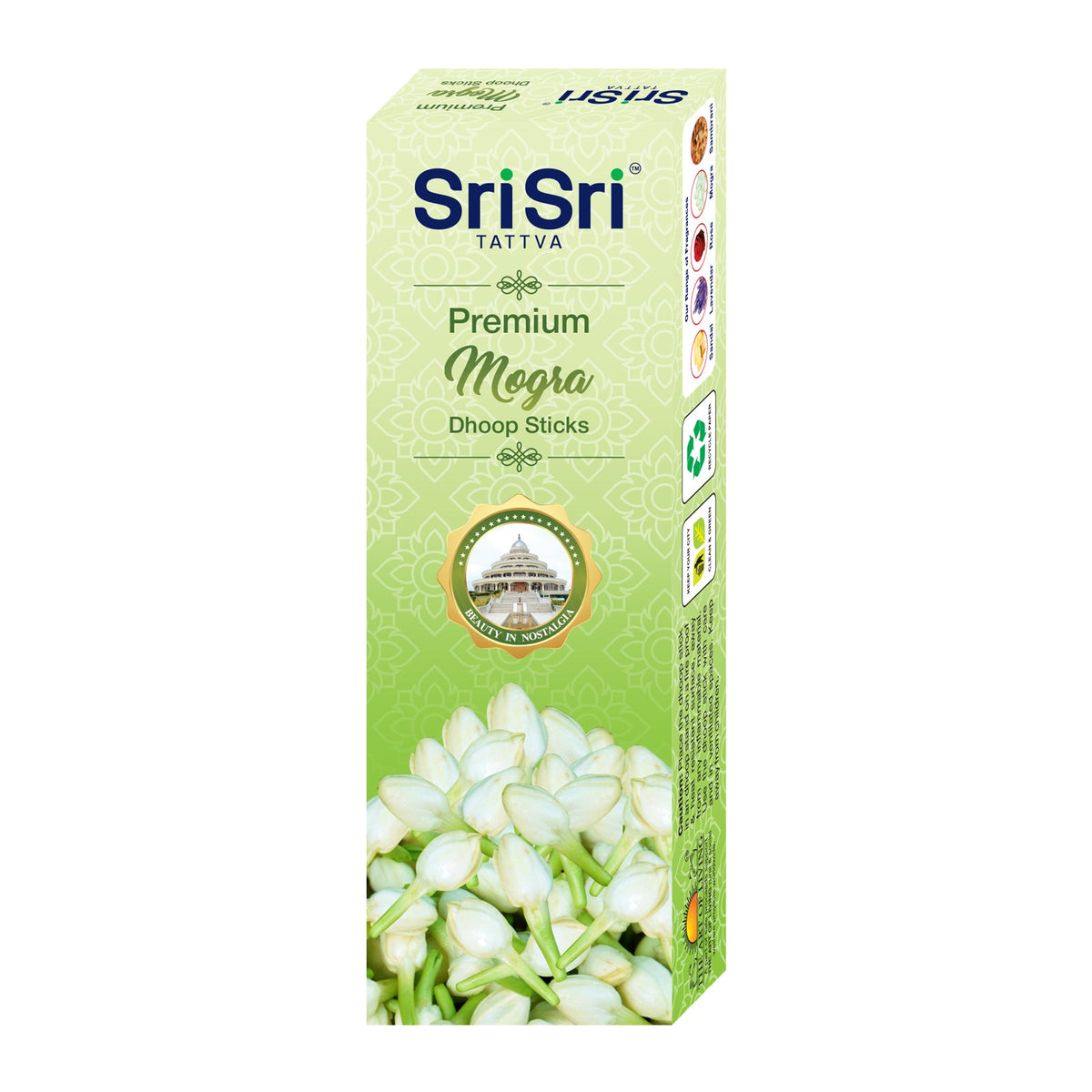 Sri Sri Tattva Premium Mogra Dhoop Sticks For Pooja | Dhoop Batti / Sticks | Fragrances – Natural Mogra | Bamboo-less | Free Stand | 50 g