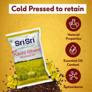 Sri Sri Tattva Premium Kachi Ghani Mustard Oil Pouch, 1 L