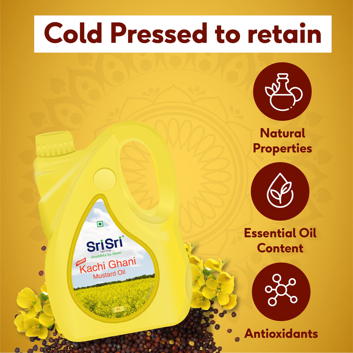 Sri Sri Tattva Premium Kachi Ghani Mustard Oil, 2 L