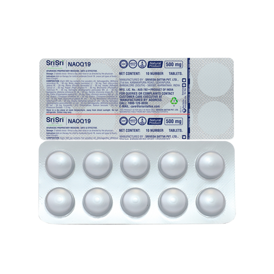 Sri Sri Tattva NAOQ19 - Anti Viral | Immunity Booster | Treatment for Mild to Moderate Cases of Infection | Respiratory care, Sore throat, Headache | 500 mg