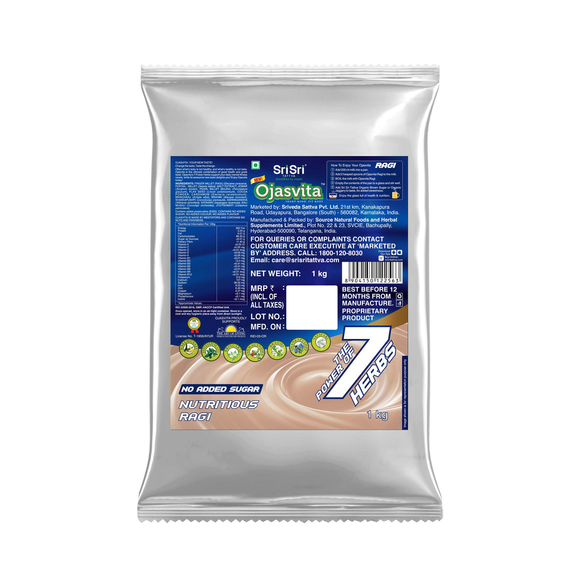 Sri Sri Tattva Ragi Ojasvita - Sharp Mind & Fit Body, 1 kg (Refill Pack)